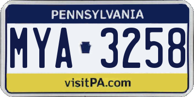 PA license plate MYA3258
