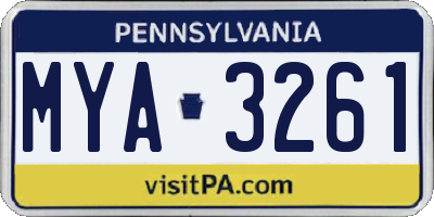 PA license plate MYA3261