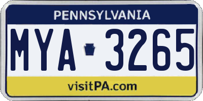 PA license plate MYA3265