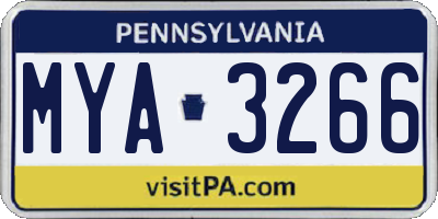 PA license plate MYA3266