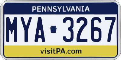 PA license plate MYA3267