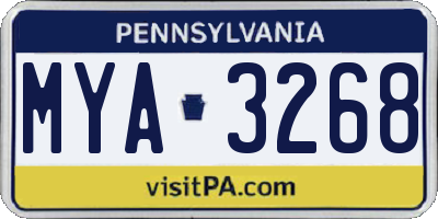 PA license plate MYA3268