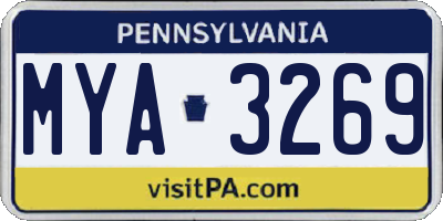 PA license plate MYA3269