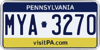 PA license plate MYA3270