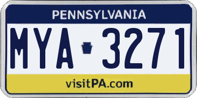 PA license plate MYA3271