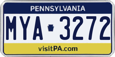 PA license plate MYA3272
