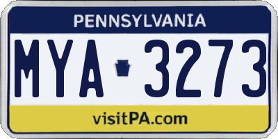 PA license plate MYA3273