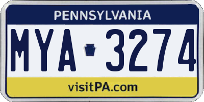 PA license plate MYA3274