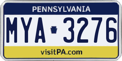 PA license plate MYA3276