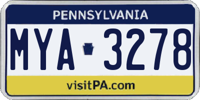 PA license plate MYA3278