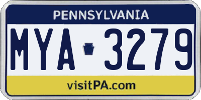 PA license plate MYA3279