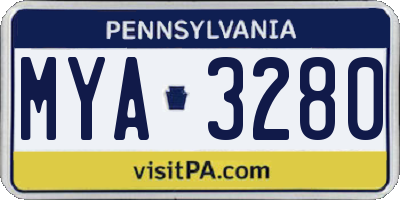PA license plate MYA3280
