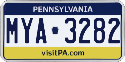PA license plate MYA3282
