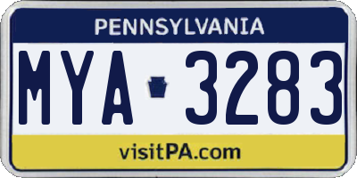 PA license plate MYA3283