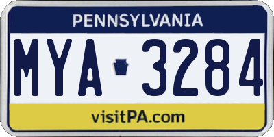 PA license plate MYA3284