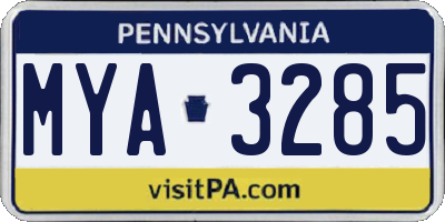 PA license plate MYA3285