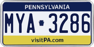 PA license plate MYA3286
