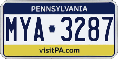 PA license plate MYA3287