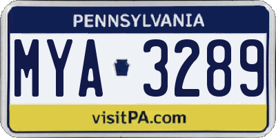 PA license plate MYA3289