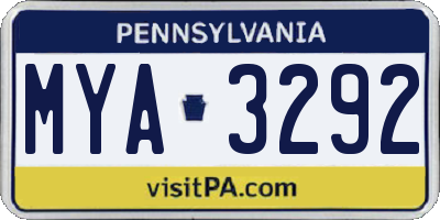 PA license plate MYA3292