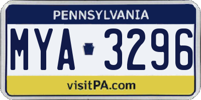 PA license plate MYA3296