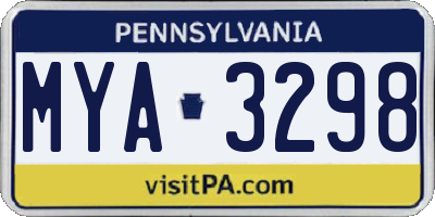 PA license plate MYA3298