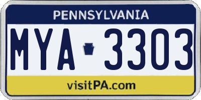 PA license plate MYA3303
