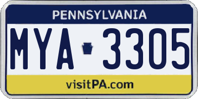 PA license plate MYA3305