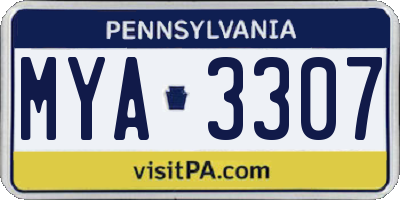 PA license plate MYA3307