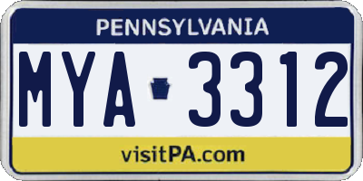PA license plate MYA3312