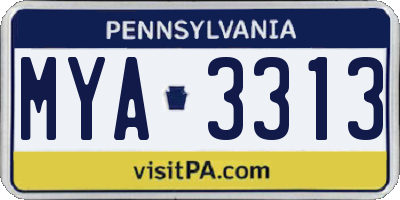 PA license plate MYA3313