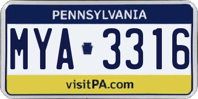 PA license plate MYA3316