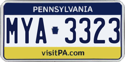 PA license plate MYA3323
