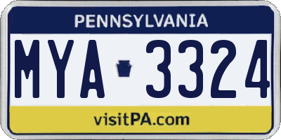 PA license plate MYA3324