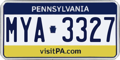 PA license plate MYA3327