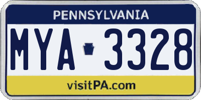 PA license plate MYA3328