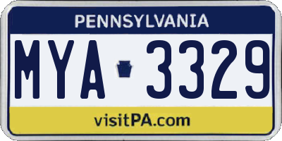 PA license plate MYA3329