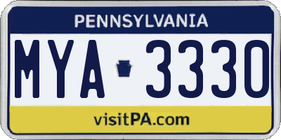 PA license plate MYA3330