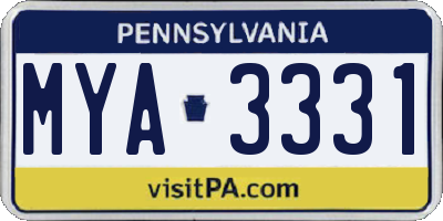 PA license plate MYA3331