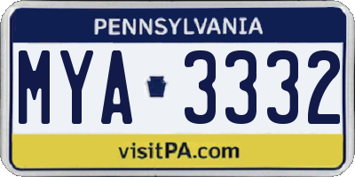 PA license plate MYA3332