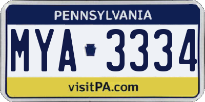 PA license plate MYA3334
