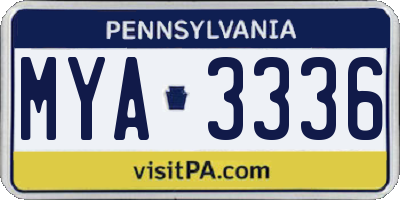 PA license plate MYA3336