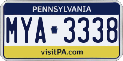 PA license plate MYA3338