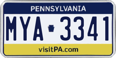 PA license plate MYA3341