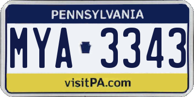 PA license plate MYA3343