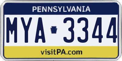 PA license plate MYA3344