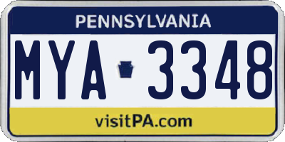 PA license plate MYA3348