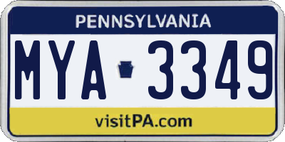 PA license plate MYA3349