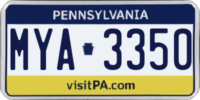 PA license plate MYA3350