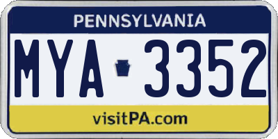 PA license plate MYA3352